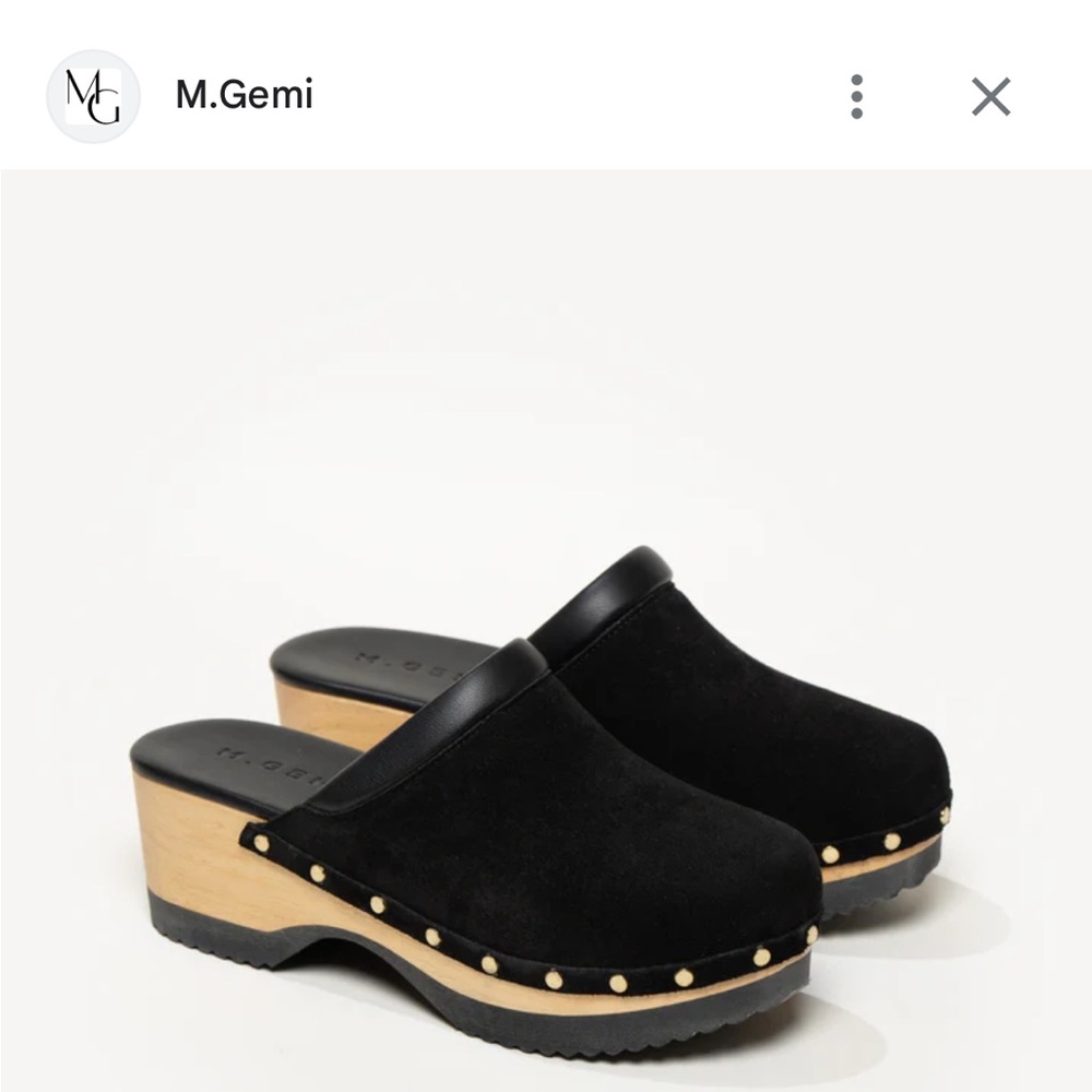 M. Gemi Black Suede Greta Wooden Mules